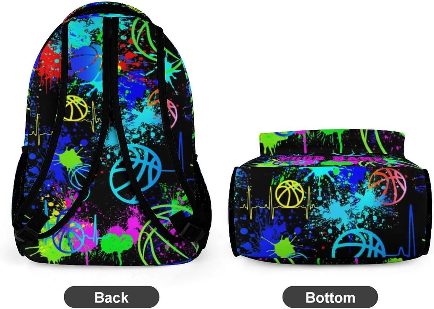 Custom Basketball School Backpack for Kids Girls Boys, 16 Inch Cool Basketball Themed Bookbag, Personality School Backpack for Students Children, sustainable, Lightweight, Large Capacity