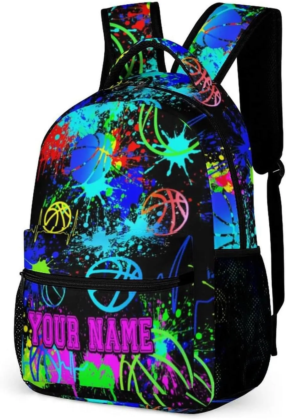 Custom Basketball School Backpack for Kids Girls Boys, 16 Inch Cool Basketball Themed Bookbag, Personality School Backpack for Students Children, sustainable, Lightweight, Large Capacity