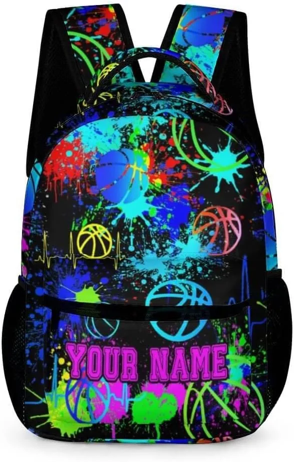 Custom Basketball School Backpack for Kids Girls Boys, 16 Inch Cool Basketball Themed Bookbag, Personality School Backpack for Students Children, sustainable, Lightweight, Large Capacity