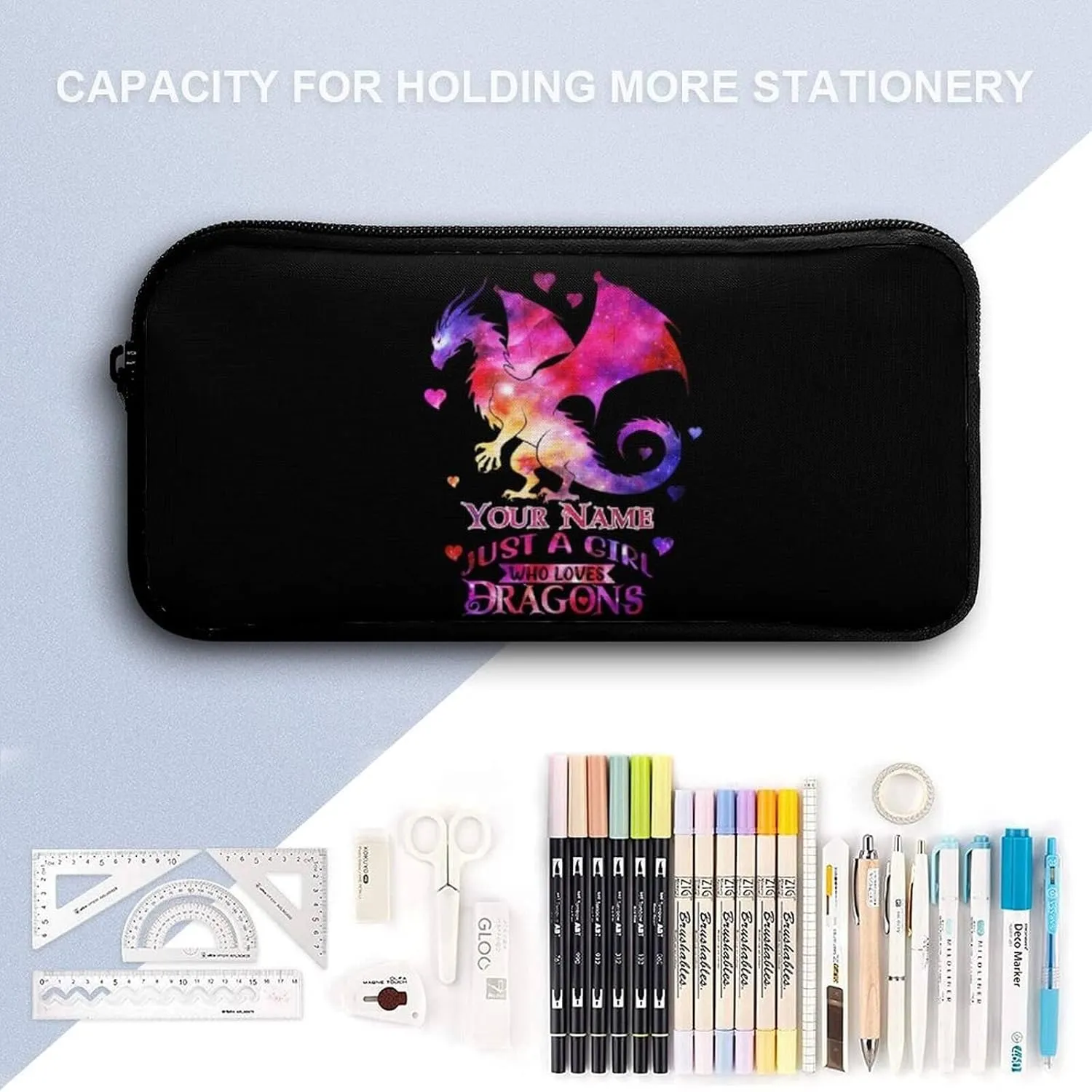 Custom Dragon Backpack with Lunch Box & Pencil Case, 16 Inch Cute Dragon Bookbag for Kids Girls Boys School, School Backpack for Students Children, Lightweight, Large Capacity