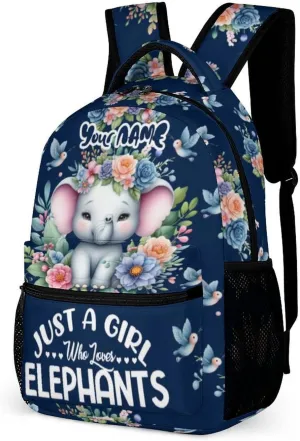 Custom Elephant School Backpack for Kids Girls Boys, 16 Inch Cute Elephant Themed Bookbag, Personalized School Backpack for Students Children, sustainable, Lightweight, Large Capacity