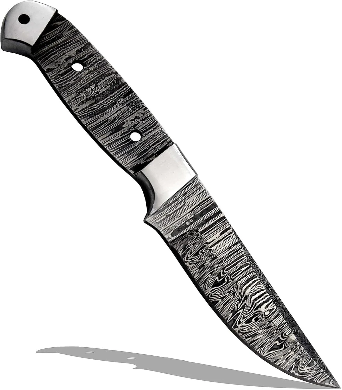 Custom Hand Forged Damascus Steel Blank Blade Hunting Knife DIY Damascus Blade Billet Camping, Bushcraft, Hiking Knives Handmade Steel Bolster Knife Making Supply (BB-10)