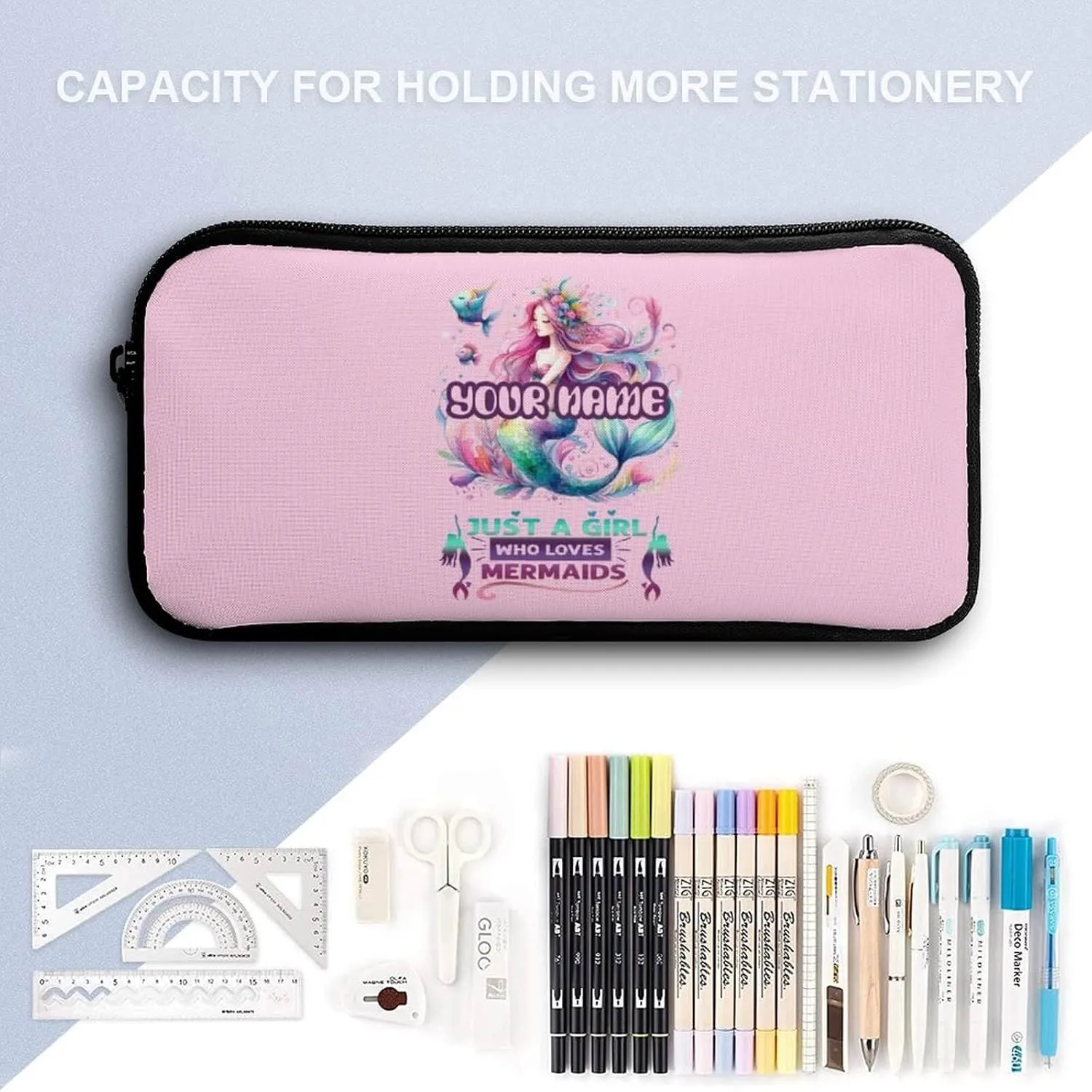 Custom Mermaid Backpack with Lunch Box & Pencil Case for Kids Girls Boys School, 16 Inch Cute Mermaids Bookbag, School Backpack for Students Children, Lightweight, Large Capacity