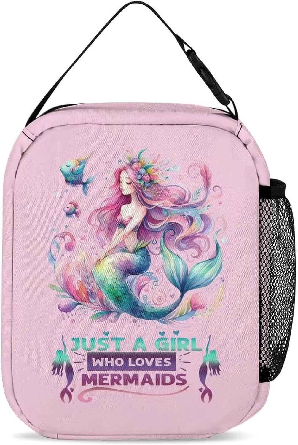 Custom Mermaid Backpack with Lunch Box & Pencil Case for Kids Girls Boys School, 16 Inch Cute Mermaids Bookbag, School Backpack for Students Children, Lightweight, Large Capacity