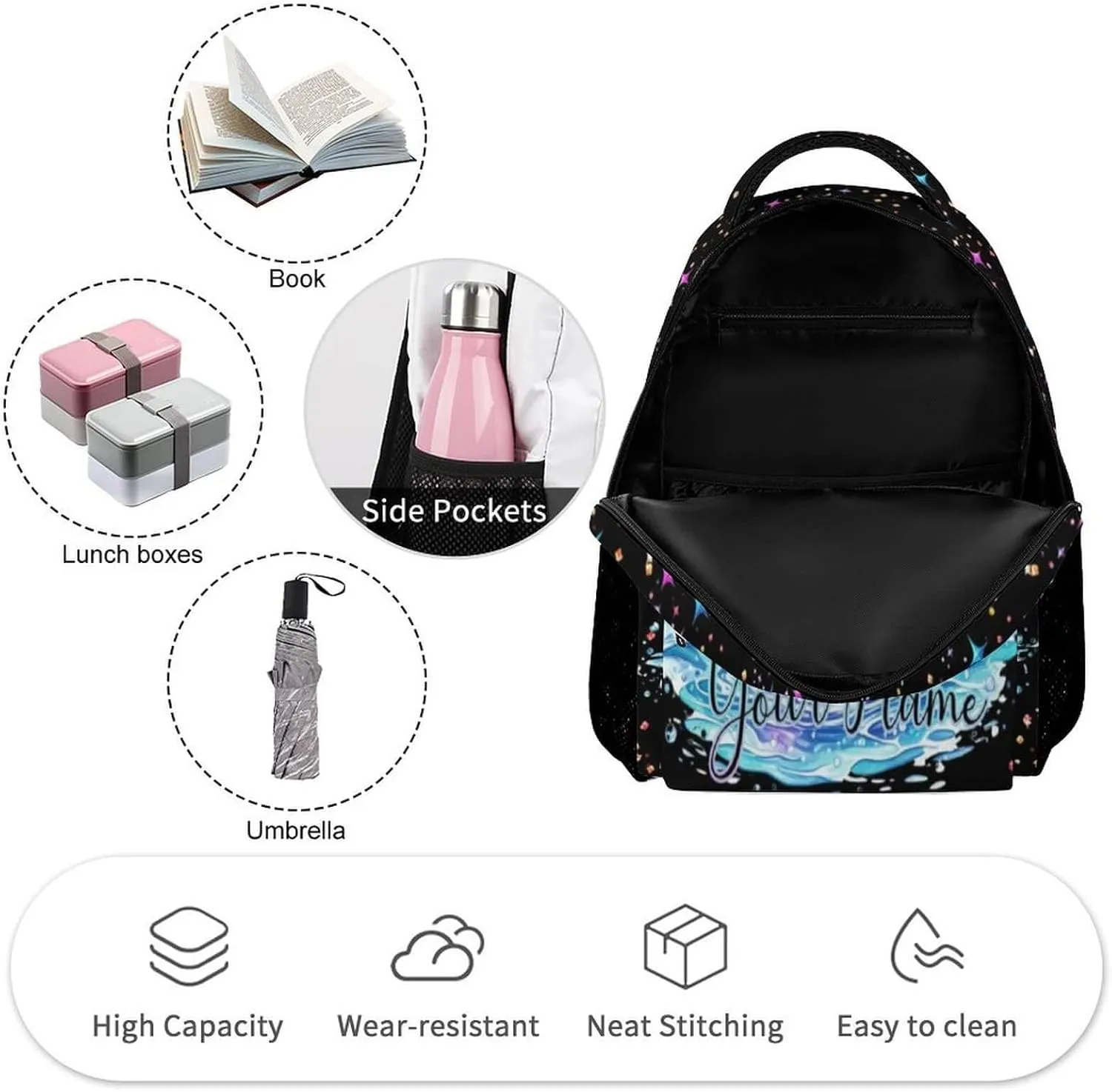 Custom Mermaid Tail School Backpack for Kids Girls Boys, 16 Inch Cute Mermaids Themed Bookbag, Personalized School Backpack for Students Children, Lightweight, Large Capacity