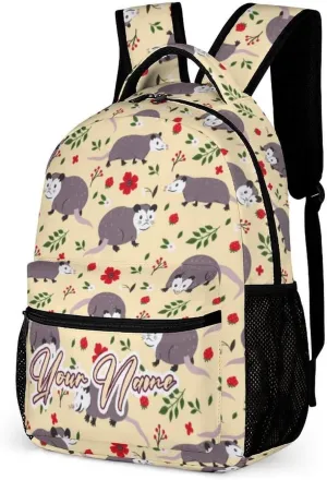 Custom Opossum School Backpack for Kids Girls Boys, 16 Inch Cute Opossums Themed Bookbag, Personalized School Backpack for Students Children, Lightweight, Large Capacity