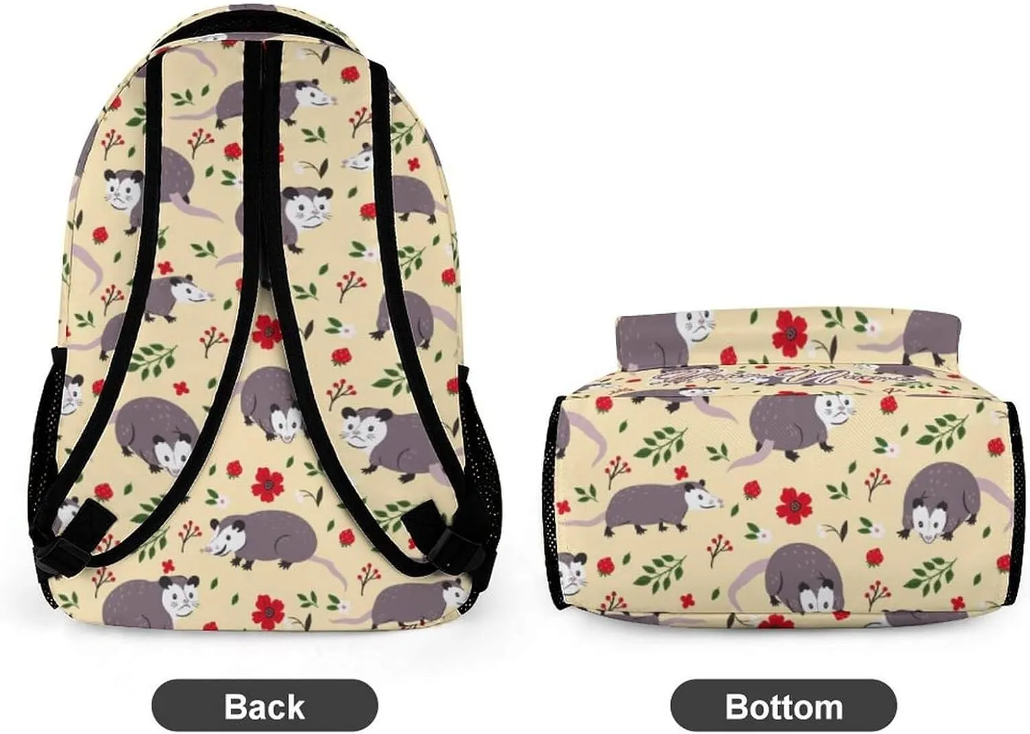 Custom Opossum School Backpack for Kids Girls Boys, 16 Inch Cute Opossums Themed Bookbag, Personalized School Backpack for Students Children, Lightweight, Large Capacity