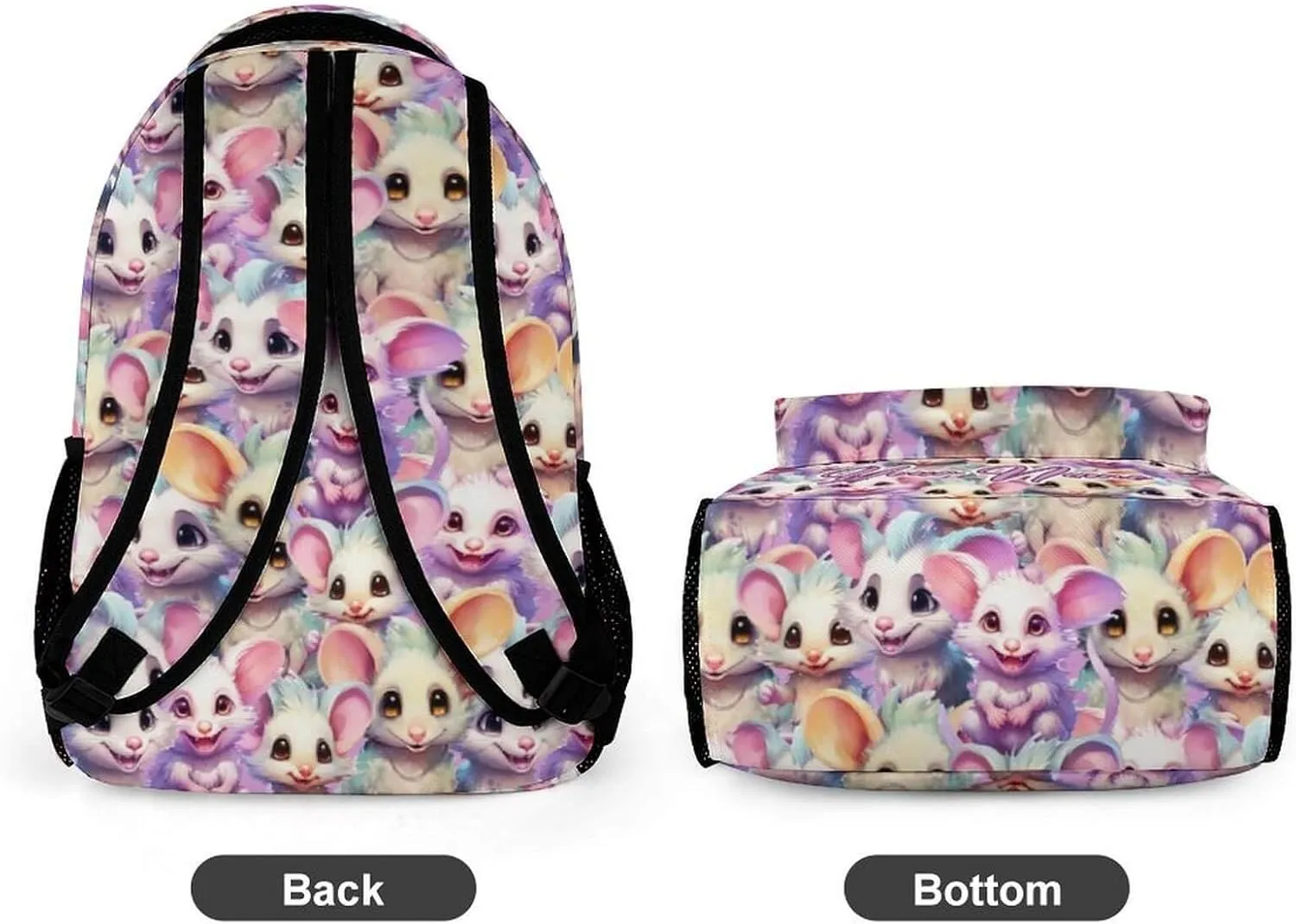 Custom Opossum School Backpack for Kids Girls Boys, 16 Inch Cute Opossums Themed Bookbag, Personalized School Backpack for Students Children, Lightweight, Large Capacity