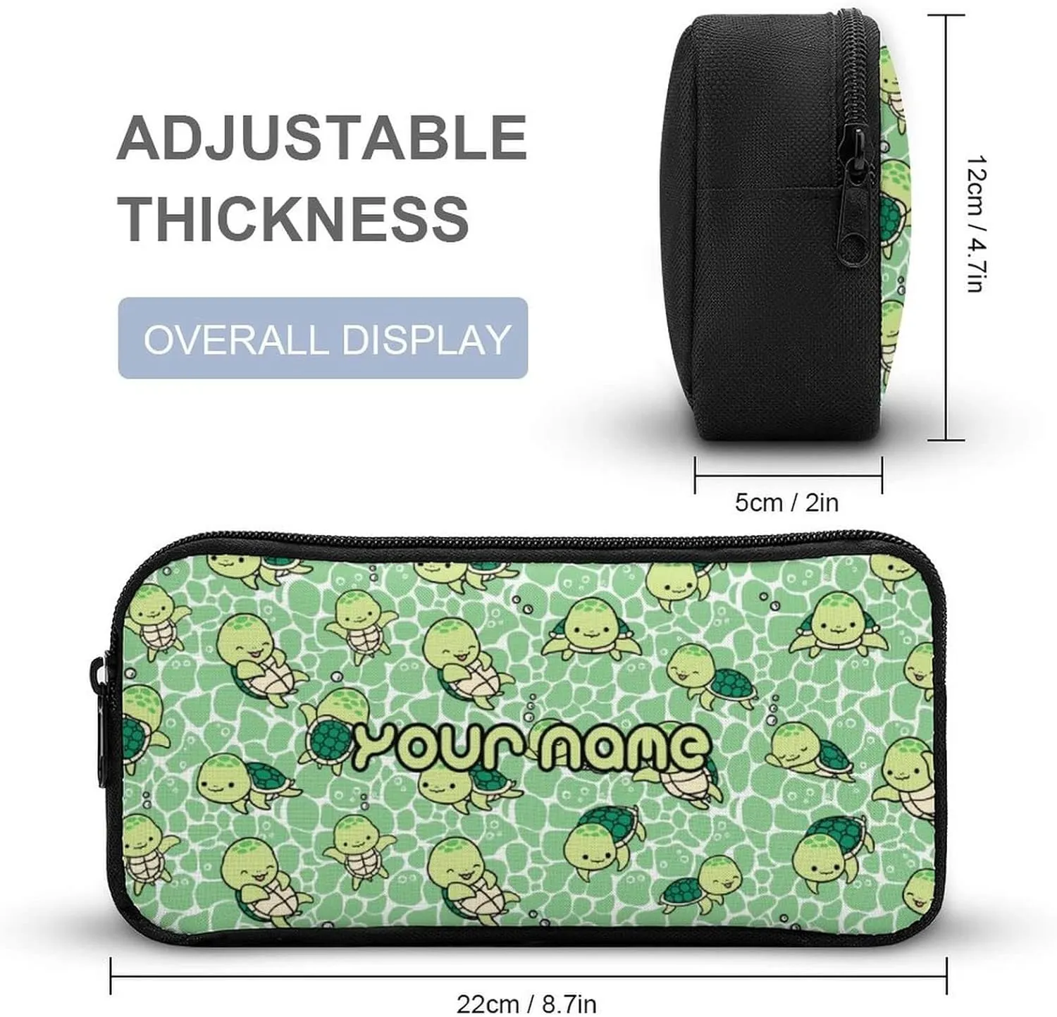 Custom Sea Turtle Backpack with Lunch Box & Pencil Case for Kids Girls Boys School, 16 Inch Cute Sea Turtle Bookbag, School Backpack for Students Children, Lightweight, Large Capacity