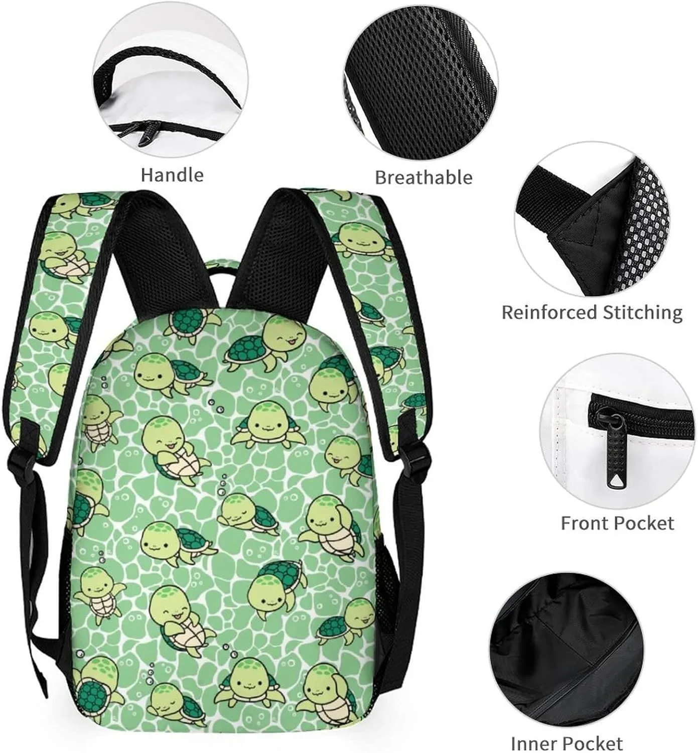 Custom Sea Turtle Backpack with Lunch Box & Pencil Case for Kids Girls Boys School, 16 Inch Cute Sea Turtle Bookbag, School Backpack for Students Children, Lightweight, Large Capacity