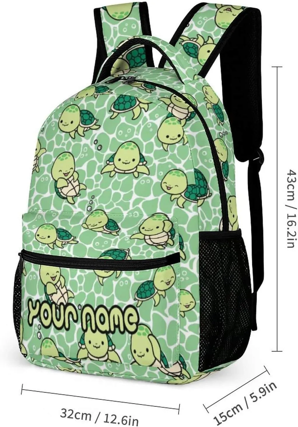 Custom Sea Turtle Backpack with Lunch Box & Pencil Case for Kids Girls Boys School, 16 Inch Cute Sea Turtle Bookbag, School Backpack for Students Children, Lightweight, Large Capacity