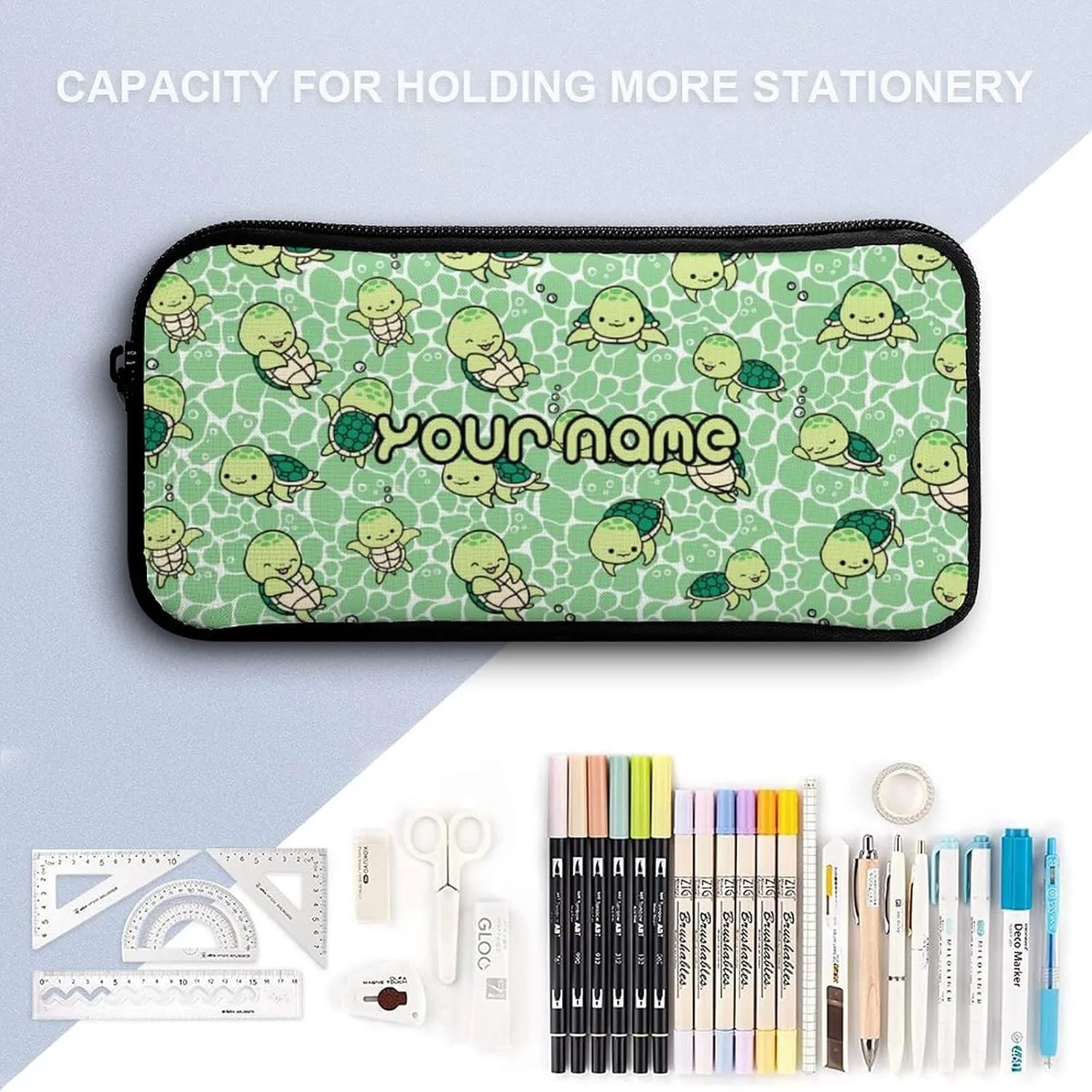 Custom Sea Turtle Backpack with Lunch Box & Pencil Case for Kids Girls Boys School, 16 Inch Cute Sea Turtle Bookbag, School Backpack for Students Children, Lightweight, Large Capacity