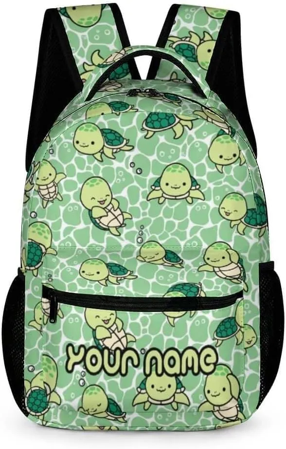 Custom Sea Turtle School Backpack for Kids Girls Boys, 16 Inch Cute Sea Turtle Themed Bookbag, Personalized School Backpack for Students Children, Lightweight, Large Capacity