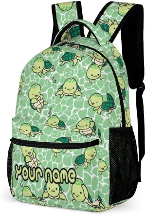 Custom Sea Turtle School Backpack for Kids Girls Boys, 16 Inch Cute Sea Turtle Themed Bookbag, Personalized School Backpack for Students Children, Lightweight, Large Capacity