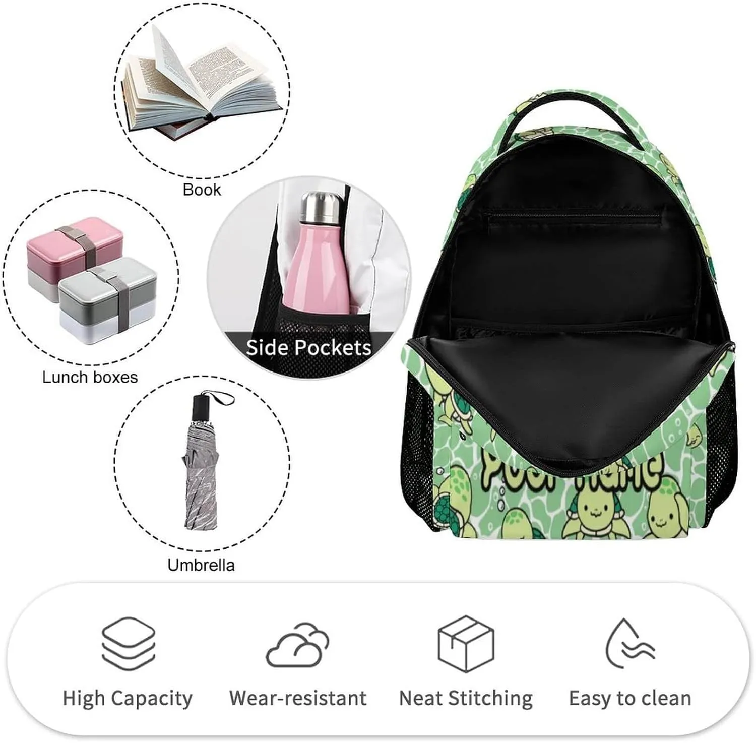 Custom Sea Turtle School Backpack for Kids Girls Boys, 16 Inch Cute Sea Turtle Themed Bookbag, Personalized School Backpack for Students Children, Lightweight, Large Capacity