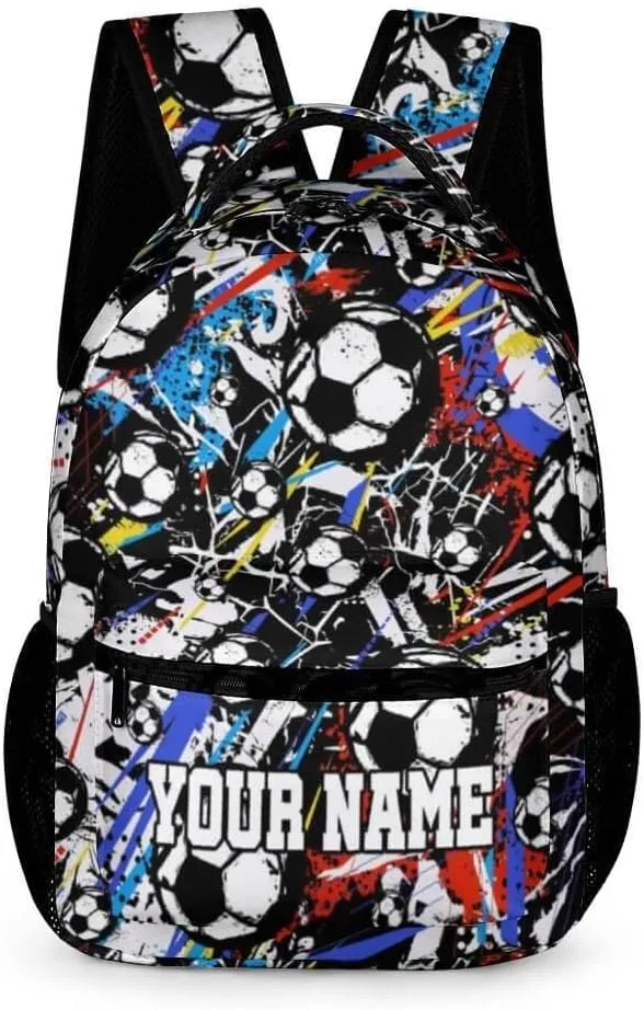 Custom Soccer School Backpack for Kids Girls Boys, 16 Inch Cool Soccer Themed Bookbag, Personality School Backpack for Students Children, sustainable, Lightweight, Large Capacity