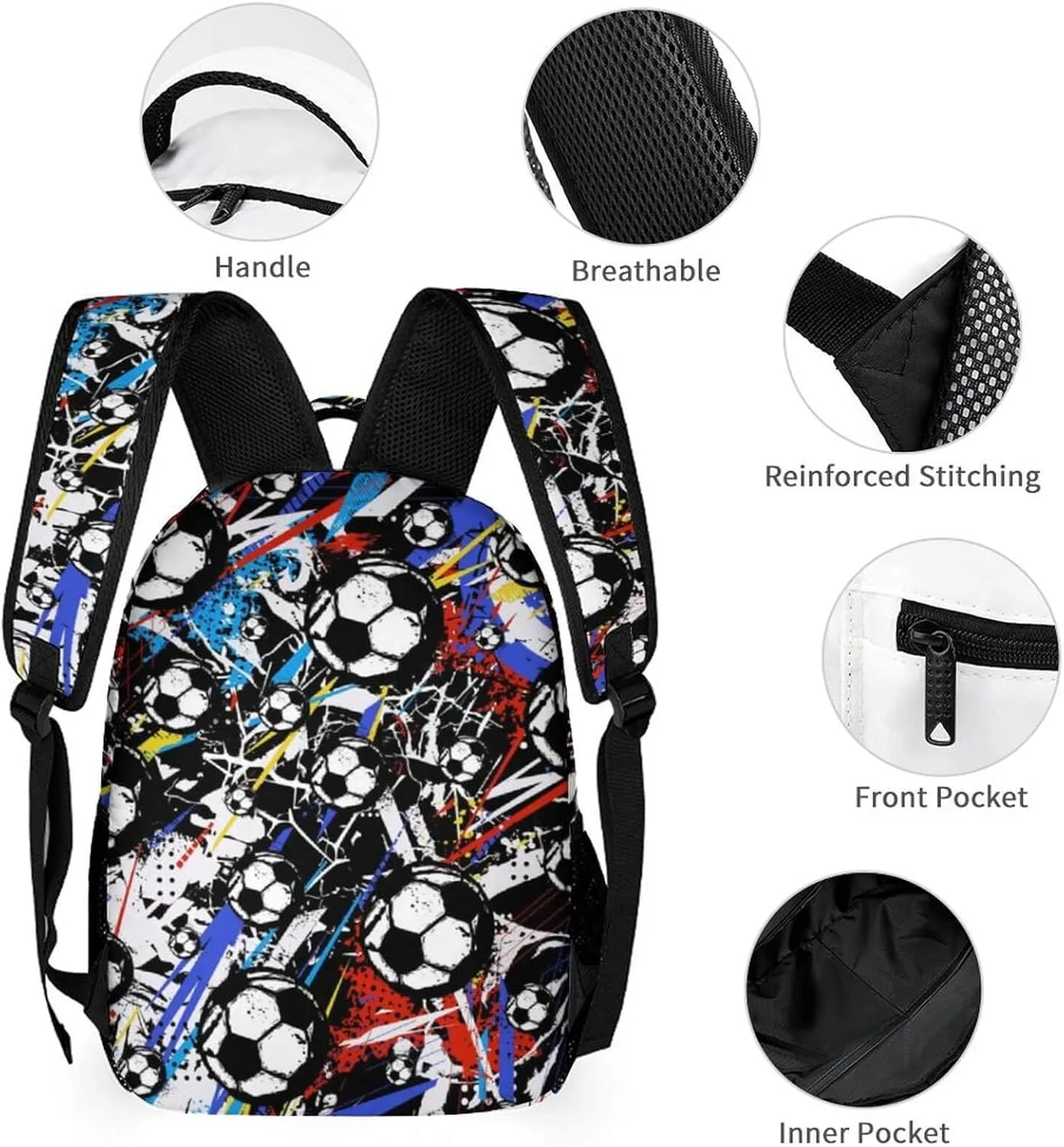 Custom Soccer School Backpack for Kids Girls Boys, 16 Inch Cool Soccer Themed Bookbag, Personality School Backpack for Students Children, sustainable, Lightweight, Large Capacity
