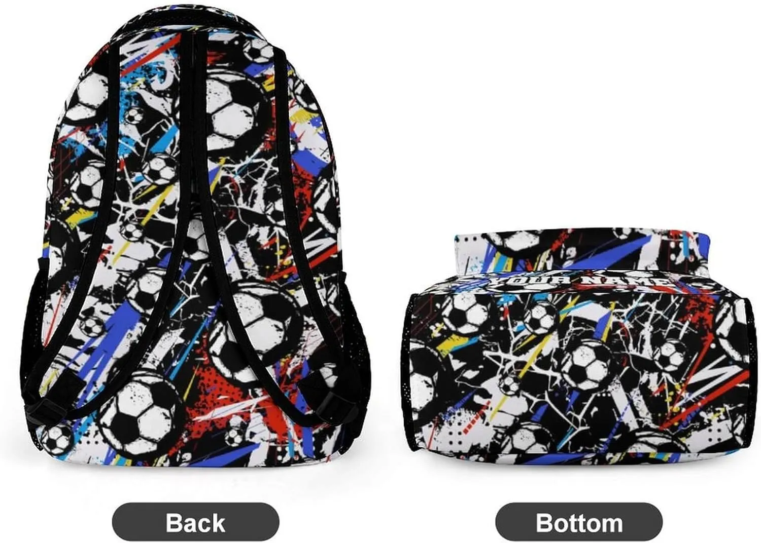 Custom Soccer School Backpack for Kids Girls Boys, 16 Inch Cool Soccer Themed Bookbag, Personality School Backpack for Students Children, sustainable, Lightweight, Large Capacity