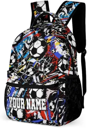 Custom Soccer School Backpack for Kids Girls Boys, 16 Inch Cool Soccer Themed Bookbag, Personality School Backpack for Students Children, sustainable, Lightweight, Large Capacity