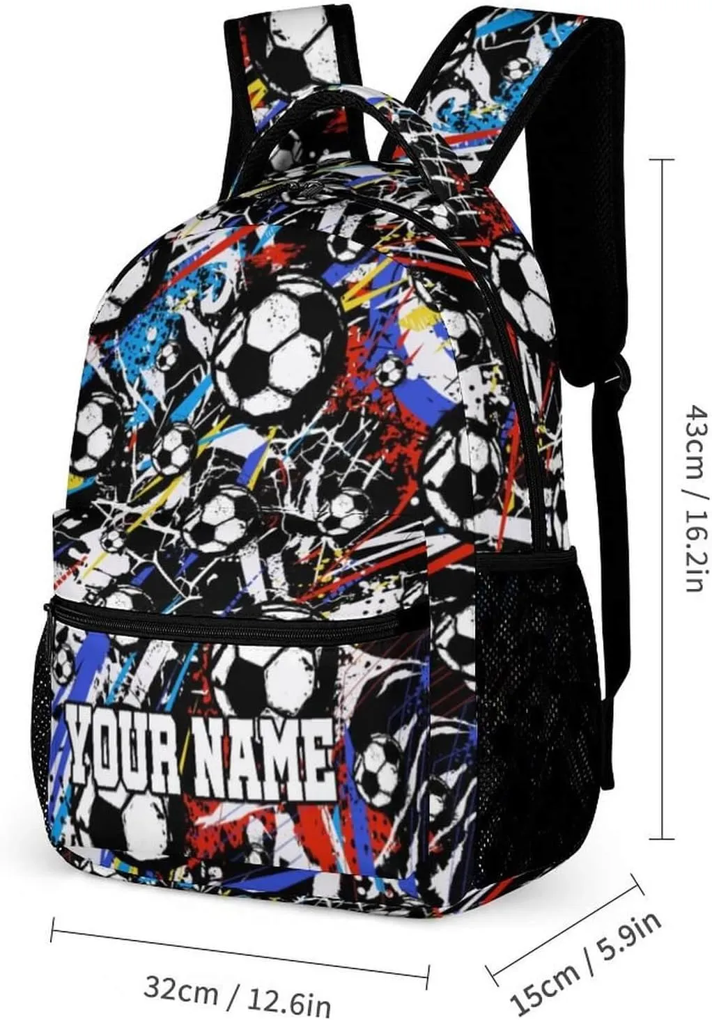 Custom Soccer School Backpack for Kids Girls Boys, 16 Inch Cool Soccer Themed Bookbag, Personality School Backpack for Students Children, sustainable, Lightweight, Large Capacity