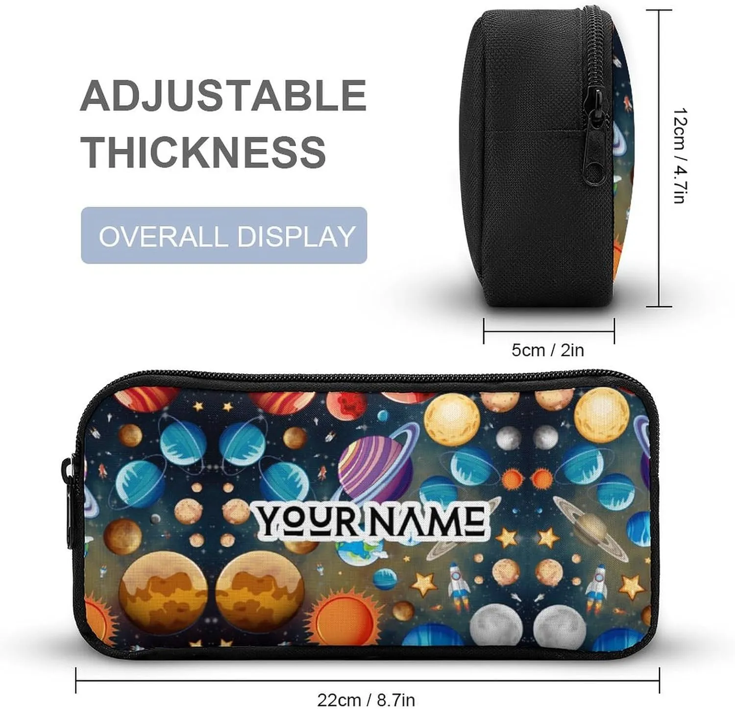 Custom Solar System Backpack with Lunch Box & Pencil Case for Kids Girls Boys School, 16 Inch Cute Planet Bookbag, School Backpack for Students Children, Lightweight, Large Capacity