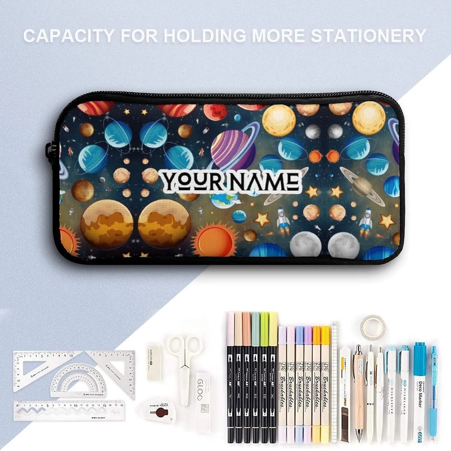 Custom Solar System Backpack with Lunch Box & Pencil Case for Kids Girls Boys School, 16 Inch Cute Planet Bookbag, School Backpack for Students Children, Lightweight, Large Capacity