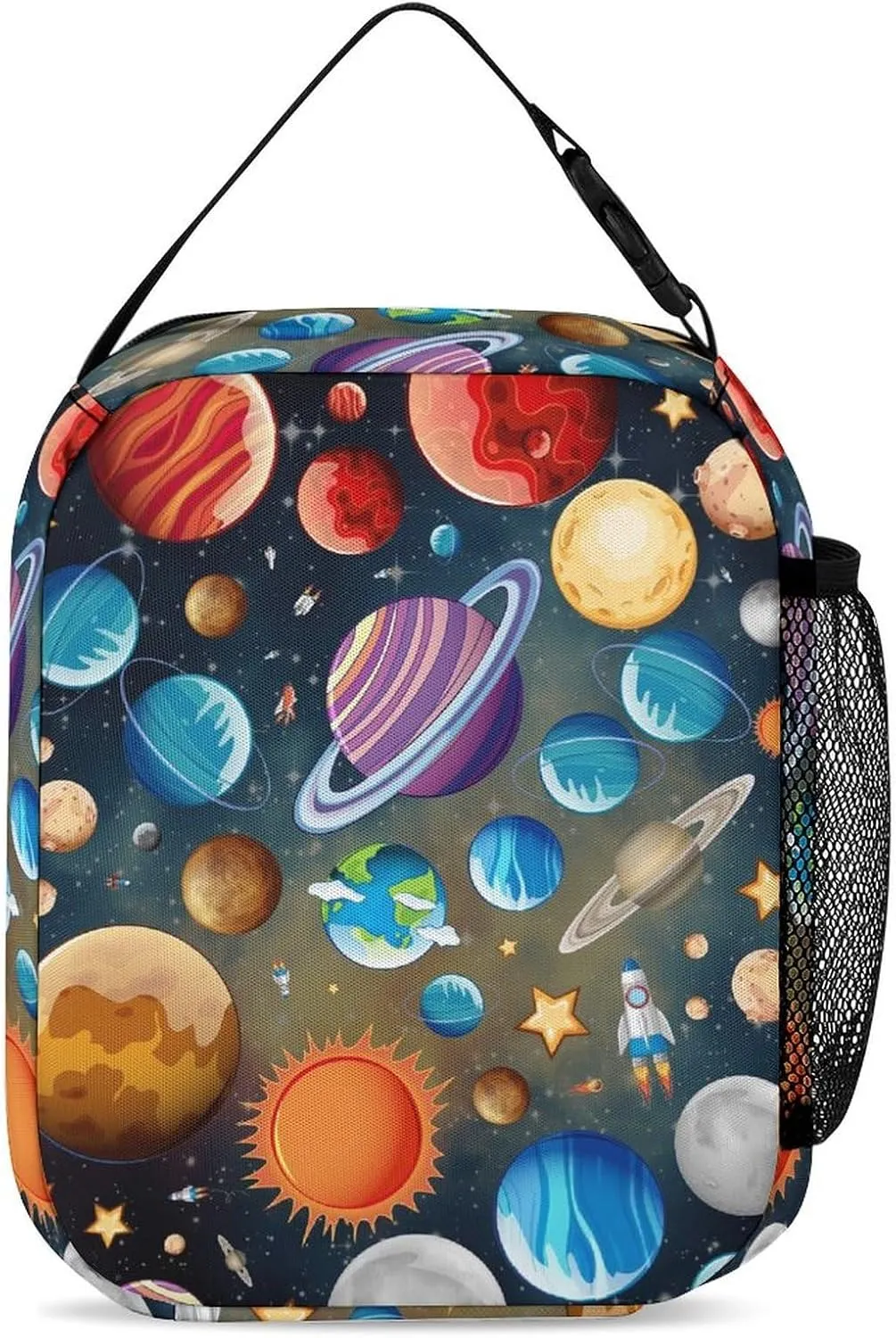 Custom Solar System Backpack with Lunch Box & Pencil Case for Kids Girls Boys School, 16 Inch Cute Planet Bookbag, School Backpack for Students Children, Lightweight, Large Capacity