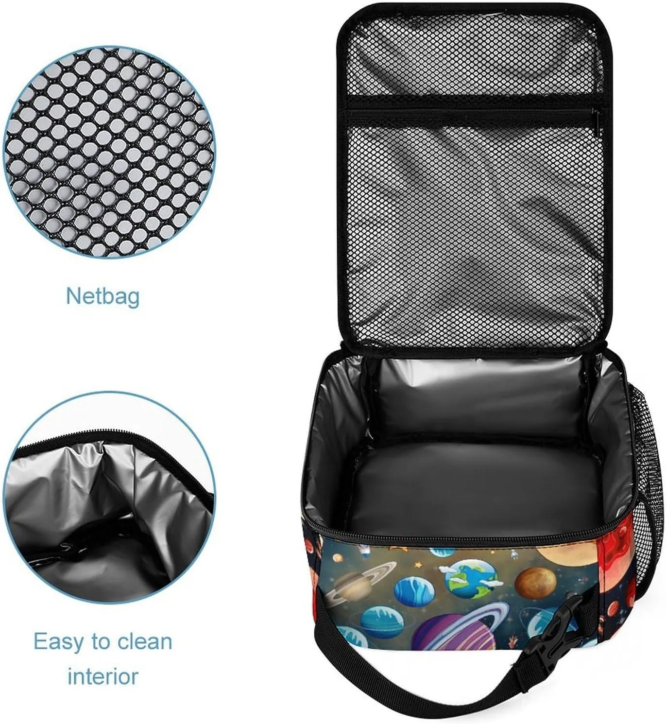 Custom Solar System Backpack with Lunch Box & Pencil Case for Kids Girls Boys School, 16 Inch Cute Planet Bookbag, School Backpack for Students Children, Lightweight, Large Capacity