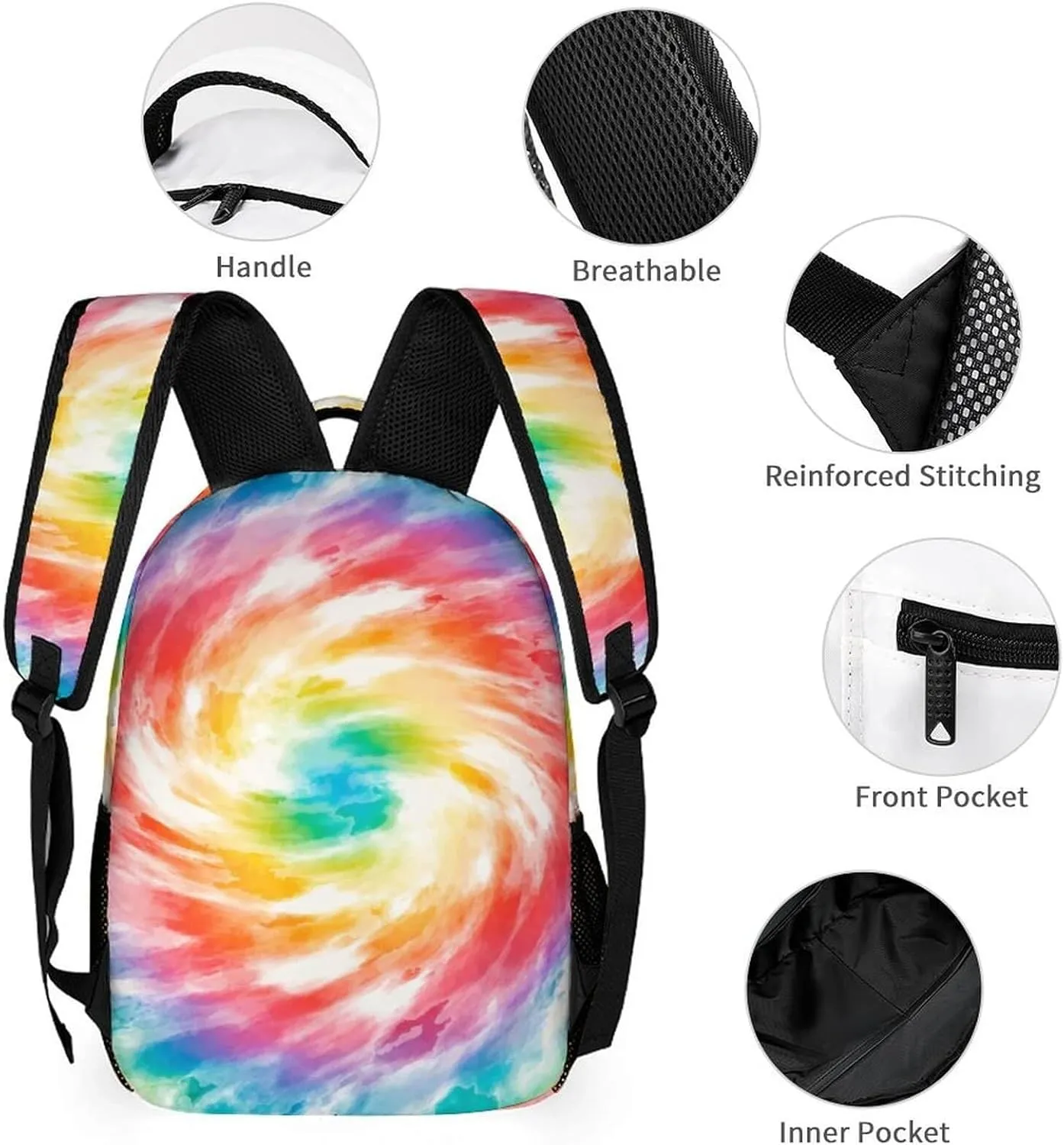 Custom Tie Dye School Backpack for Kids Girls Boys, 16 Inch Cute Tie Dye Themed Bookbag, Personalized School Backpack for Students Children, Lightweight, Large Capacity