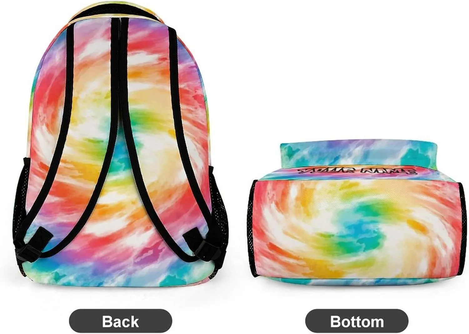 Custom Tie Dye School Backpack for Kids Girls Boys, 16 Inch Cute Tie Dye Themed Bookbag, Personalized School Backpack for Students Children, Lightweight, Large Capacity