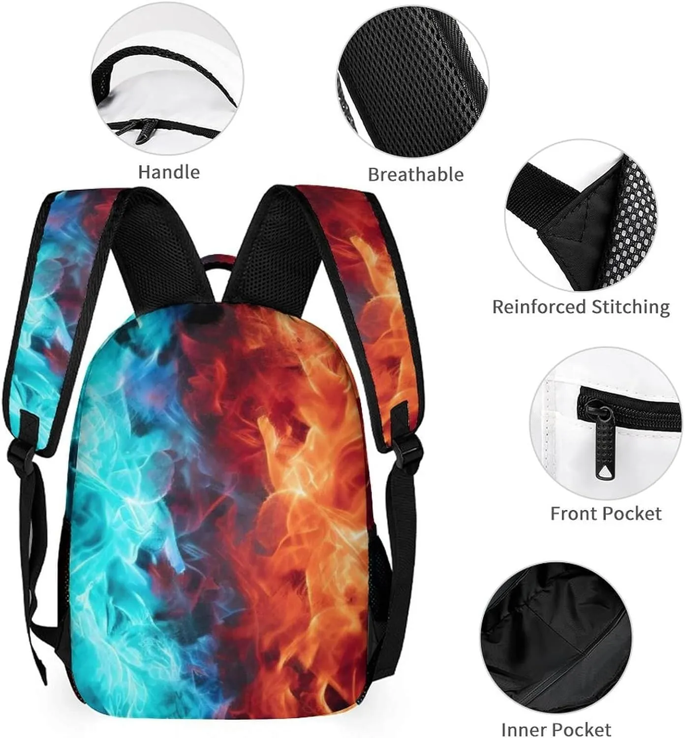 Custom Wolf Backpack with Lunch Box & Pencil Case for Kids Girls Boys School, 16 Inch Cute Wolf Bookbag, School Backpack for Students Children, Lightweight, Large Capacity