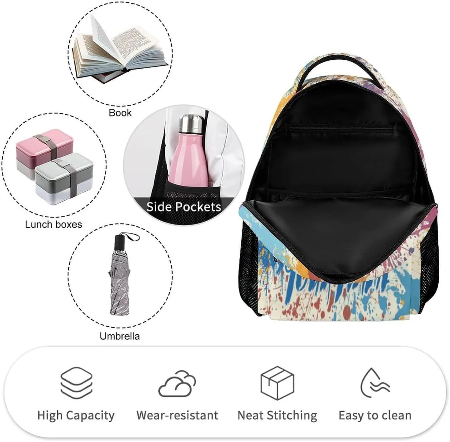 Custom Wolf School Backpack for Kids Girls Boys, 16 Inch Cute Wolf Themed Bookbag, Personalized School Backpack for Students Children, Lightweight, Large Capacity