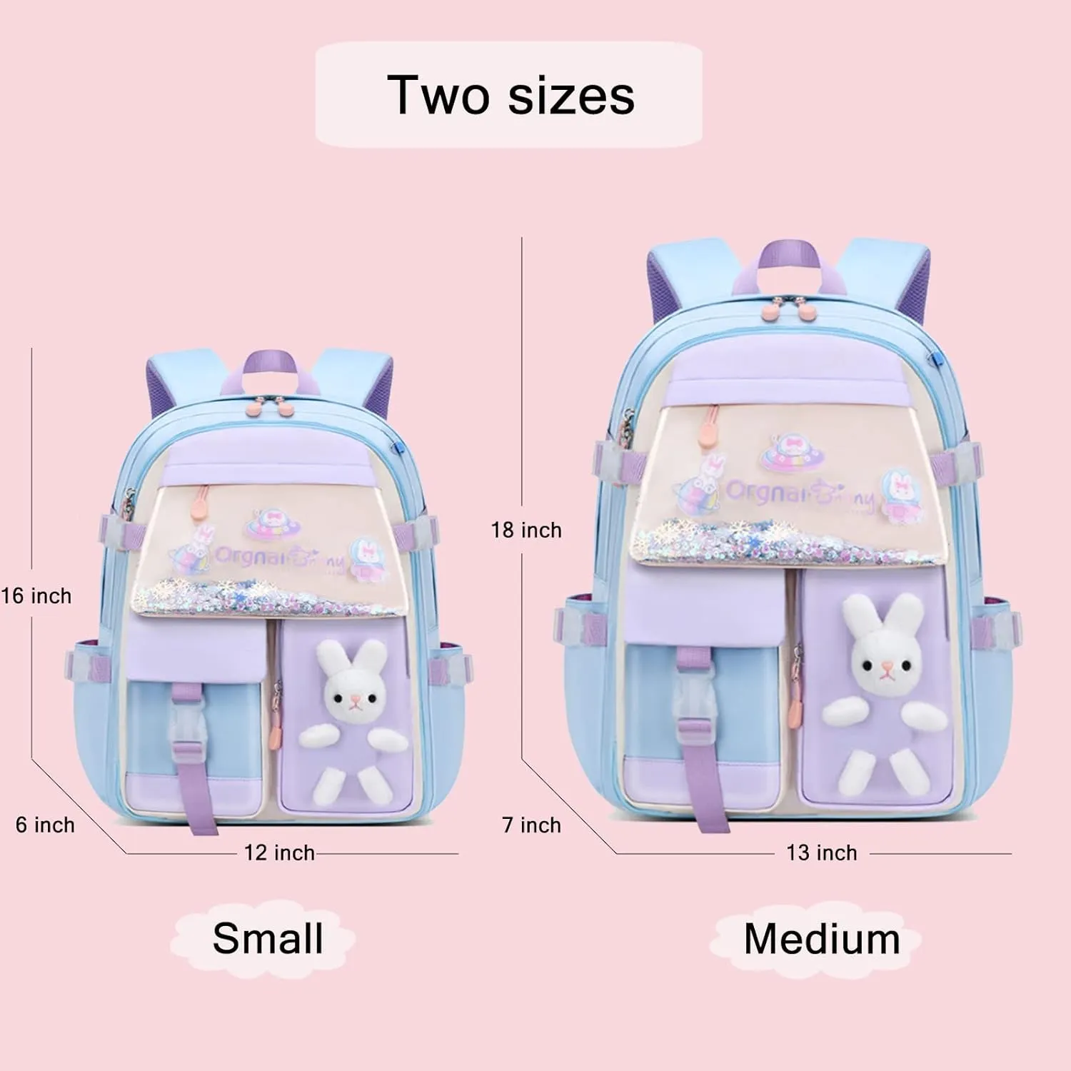 Cute Backpack Bunny Backpack Kawaii Backpack Waterproof Laptop Backpack（blue,S）