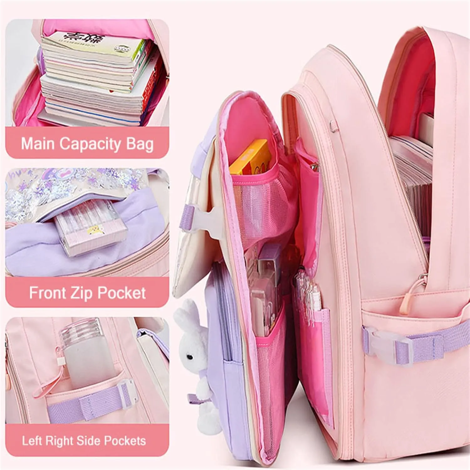 Cute Backpack Bunny Backpack Kawaii Backpack Waterproof Laptop Backpack（blue,S）