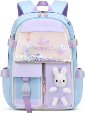 Cute Backpack Bunny Backpack Kawaii Backpack Waterproof Laptop Backpack（blue,S）