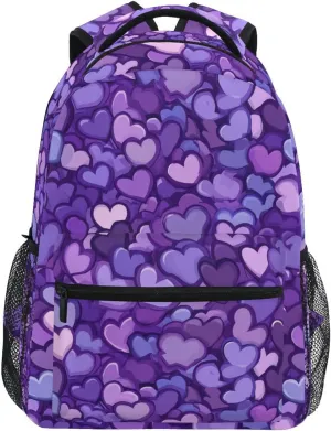 Cute Backpack for Teens Boys Girls Fashion Stylish Travel Bags with Chest Strap for College Work Purple Heart Day National Flag