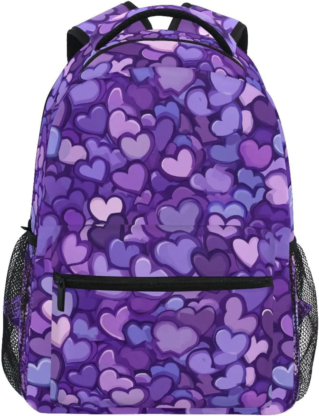 Cute Backpack for Teens Boys Girls Fashion Stylish Travel Bags with Chest Strap for College Work Purple Heart Day National Flag