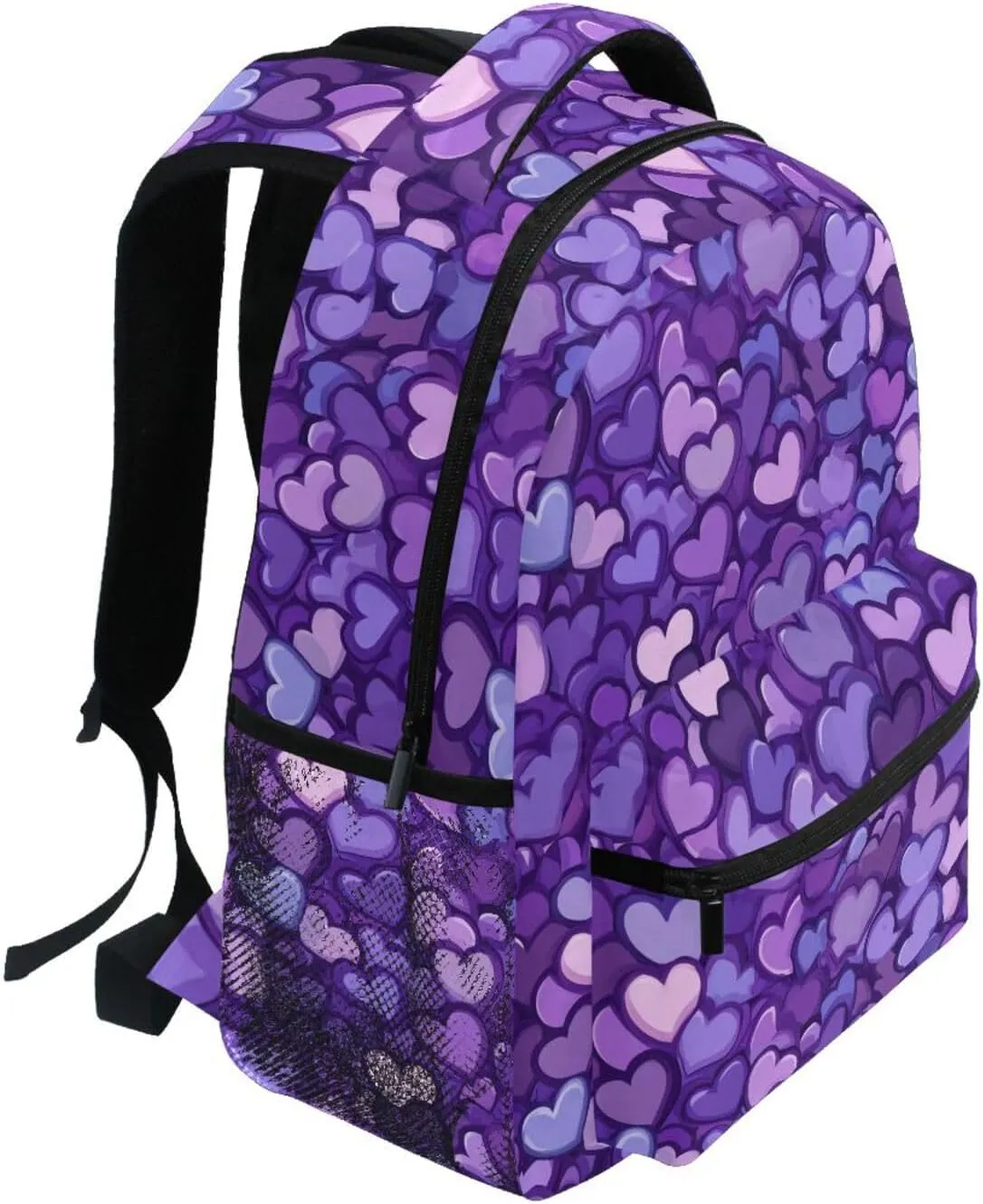Cute Backpack for Teens Boys Girls Fashion Stylish Travel Bags with Chest Strap for College Work Purple Heart Day National Flag