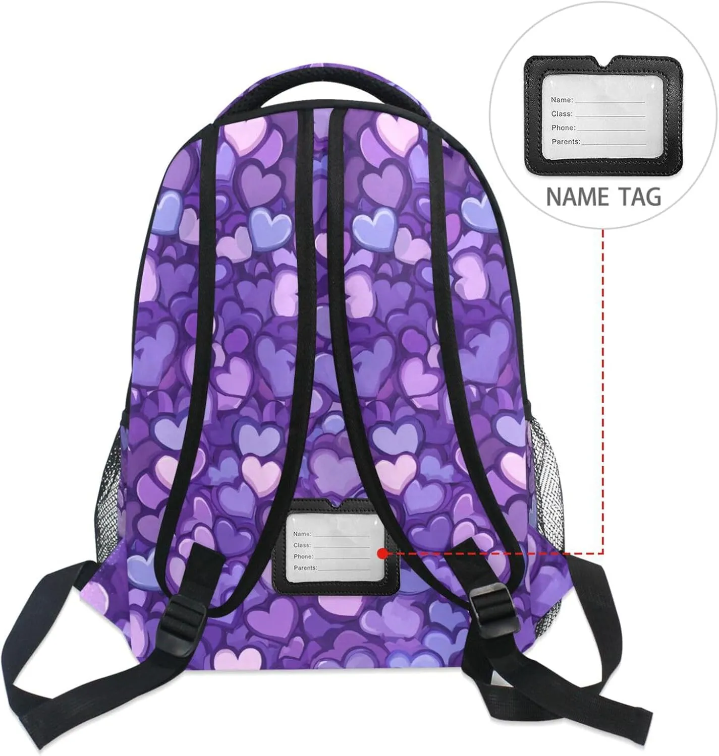Cute Backpack for Teens Boys Girls Fashion Stylish Travel Bags with Chest Strap for College Work Purple Heart Day National Flag