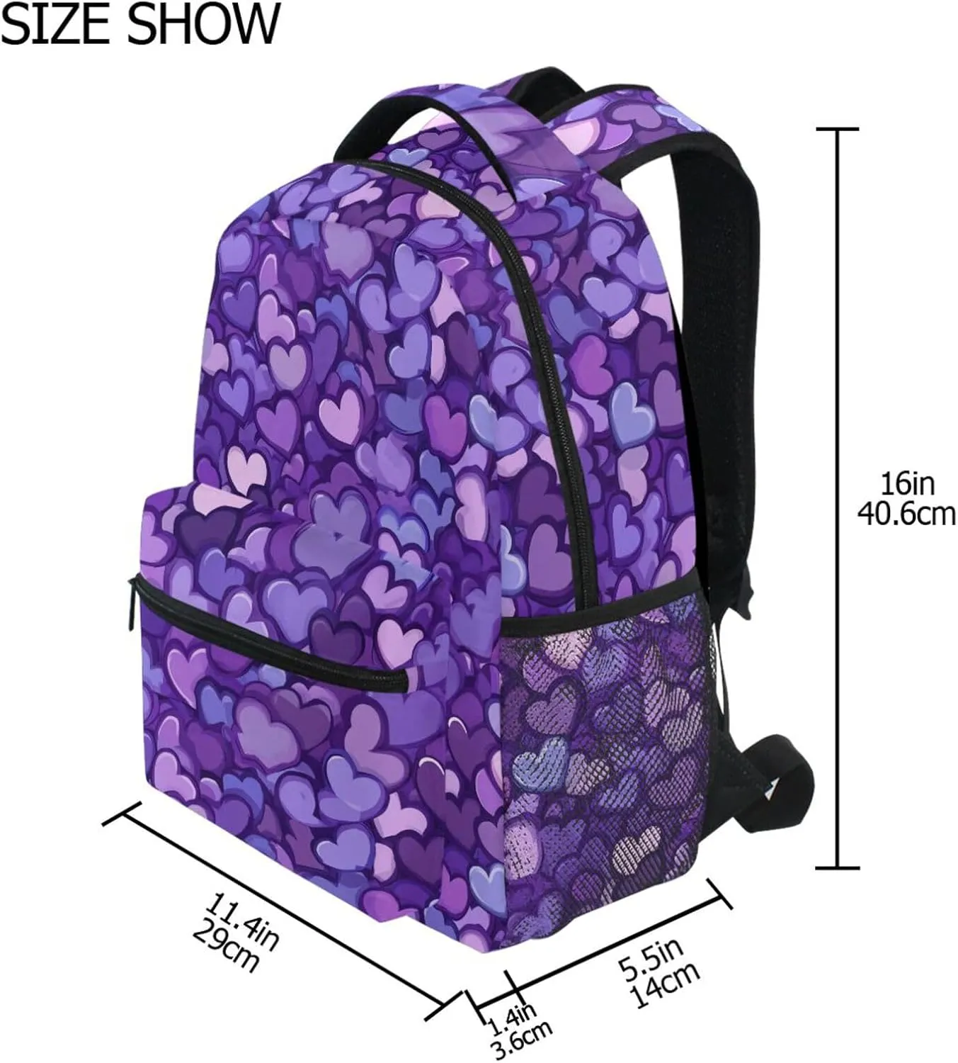 Cute Backpack for Teens Boys Girls Fashion Stylish Travel Bags with Chest Strap for College Work Purple Heart Day National Flag