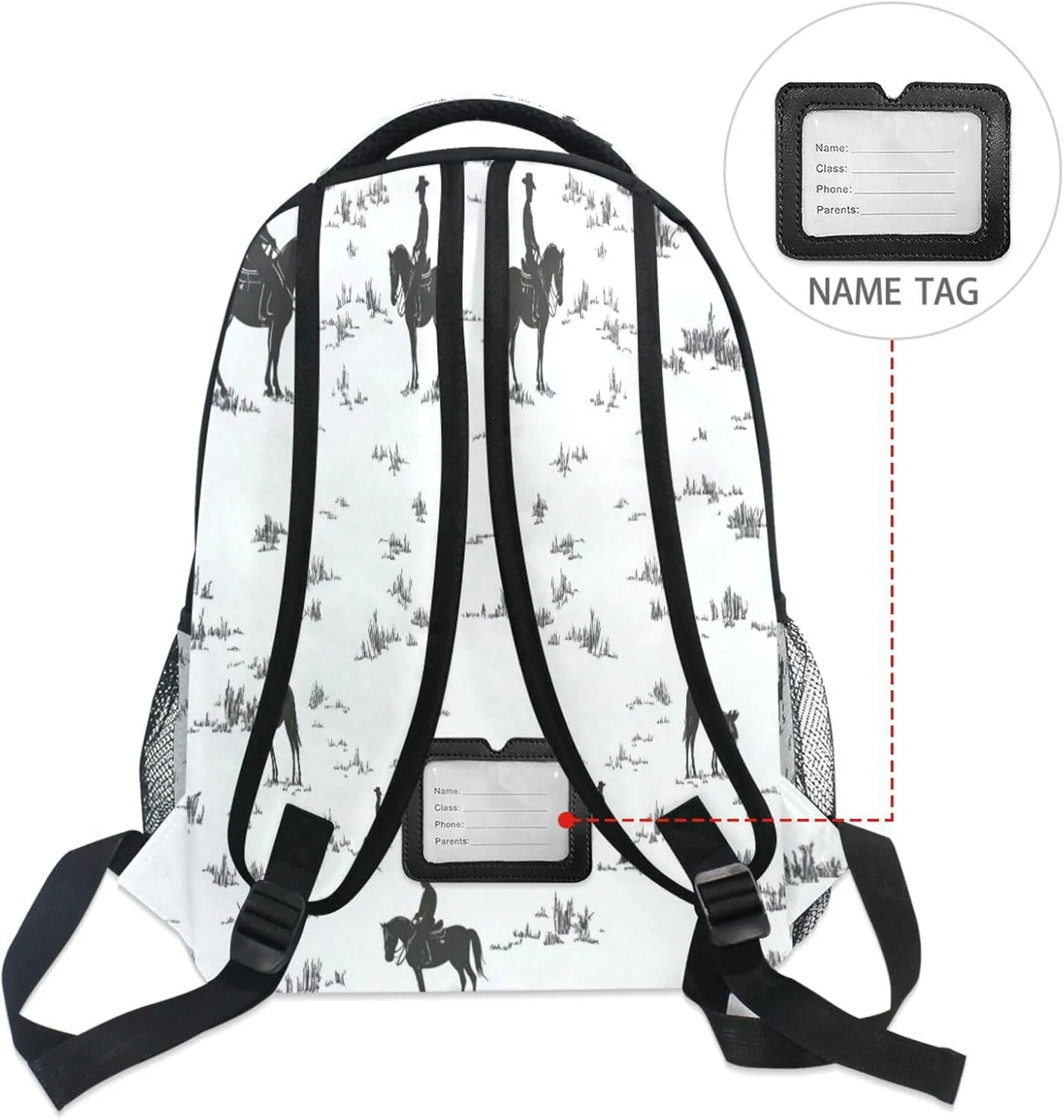 Cute Backpack for Unisex Adult Waterproof Laptop Bookbag with Chest Strap for Travel Trip Western Cowboy Horse Cowgirl