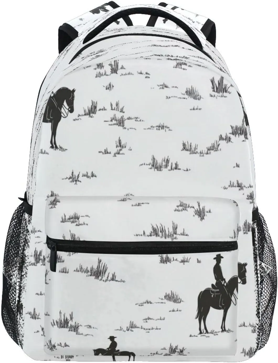 Cute Backpack for Unisex Adult Waterproof Laptop Bookbag with Chest Strap for Travel Trip Western Cowboy Horse Cowgirl