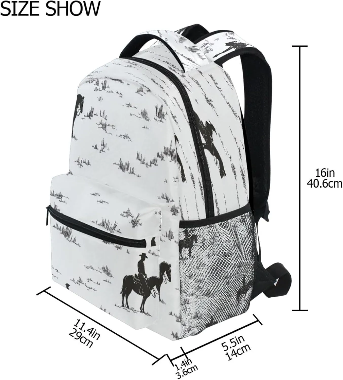 Cute Backpack for Unisex Adult Waterproof Laptop Bookbag with Chest Strap for Travel Trip Western Cowboy Horse Cowgirl