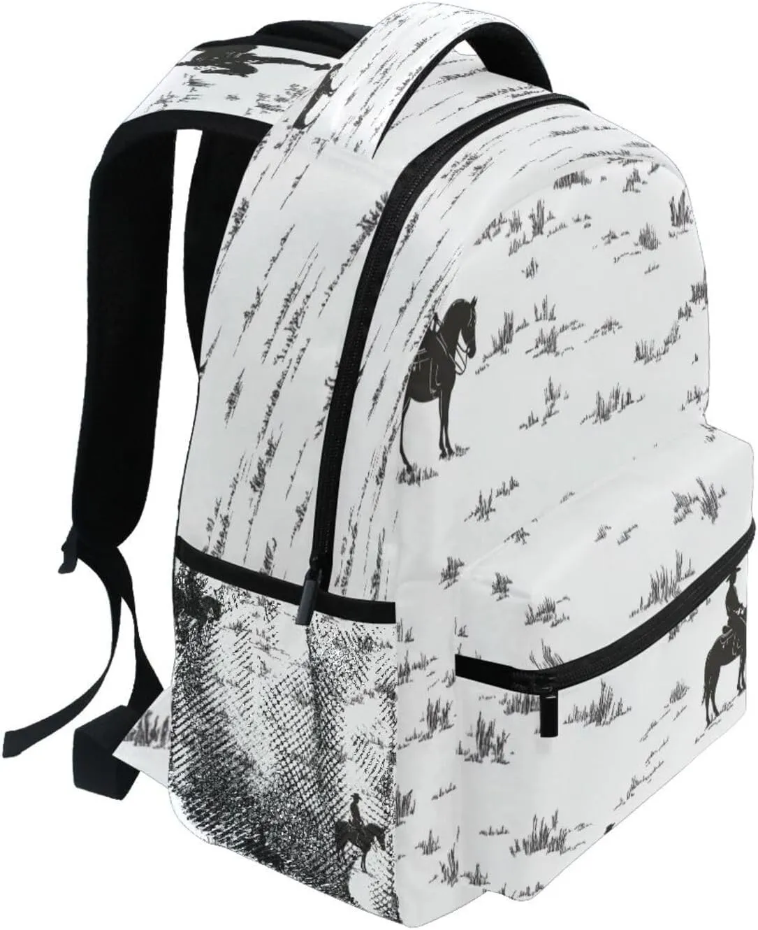 Cute Backpack for Unisex Adult Waterproof Laptop Bookbag with Chest Strap for Travel Trip Western Cowboy Horse Cowgirl