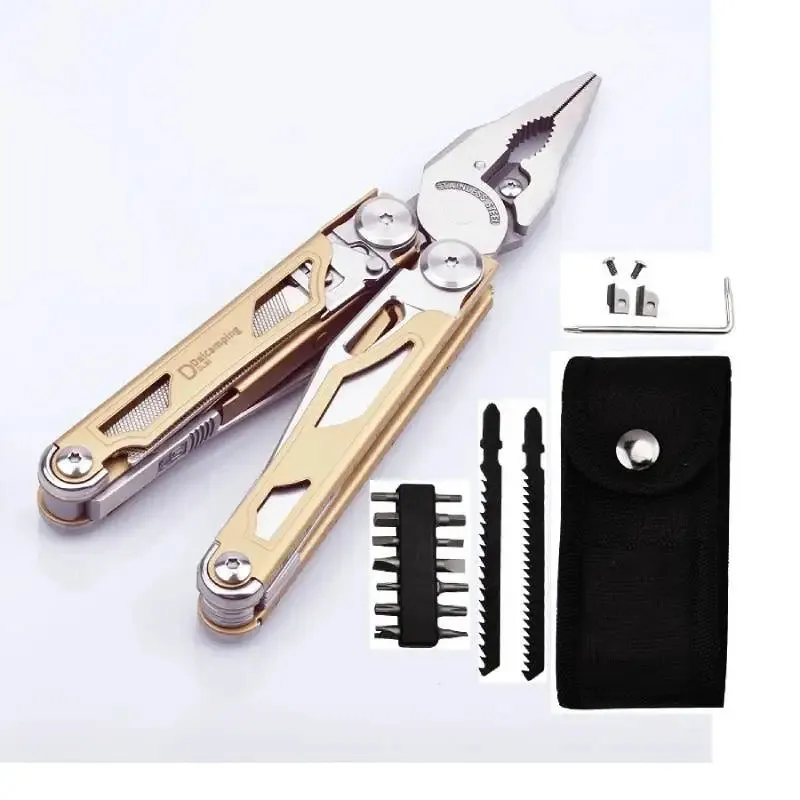 DAICAMPING DL30 Multitool with Folding Knife, Scissors, Pliers, and Survival Gear for Outdoors