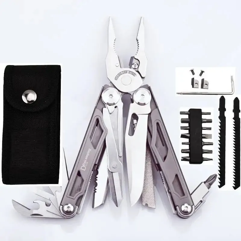 DAICAMPING DL30 Multitool with Folding Knife, Scissors, Pliers, and Survival Gear for Outdoors