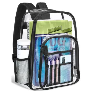 DAKIMOE Clear Backpack Heavy Duty Stadium Approved PVC Transparent Backpacks for Adults School Travel
