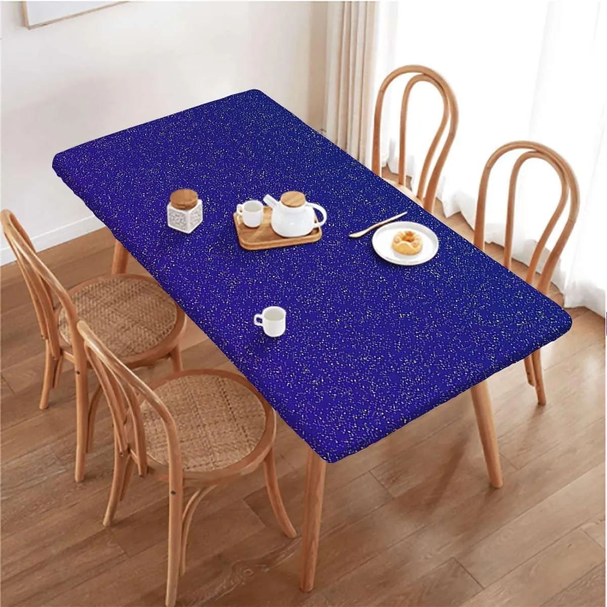 Dark Blue Elastic Fitted Tablecloths, Constellation Planets Coordinates of Celestial Picnic Table Tablecloth Covers Set for Picnics Indoor and Outdoor Dining Astrology Fits up 5 Foot Tables