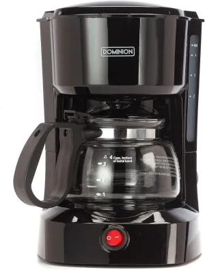 Dominion 4-Cup Coffeemaker Compact Coffee Pot Brewer Machine, Quiet with On/Off LED Indicator Light, Auto Pause Feature, Easy Anti-drip Coffeemaker & Removable Filter Basket for Office/Home