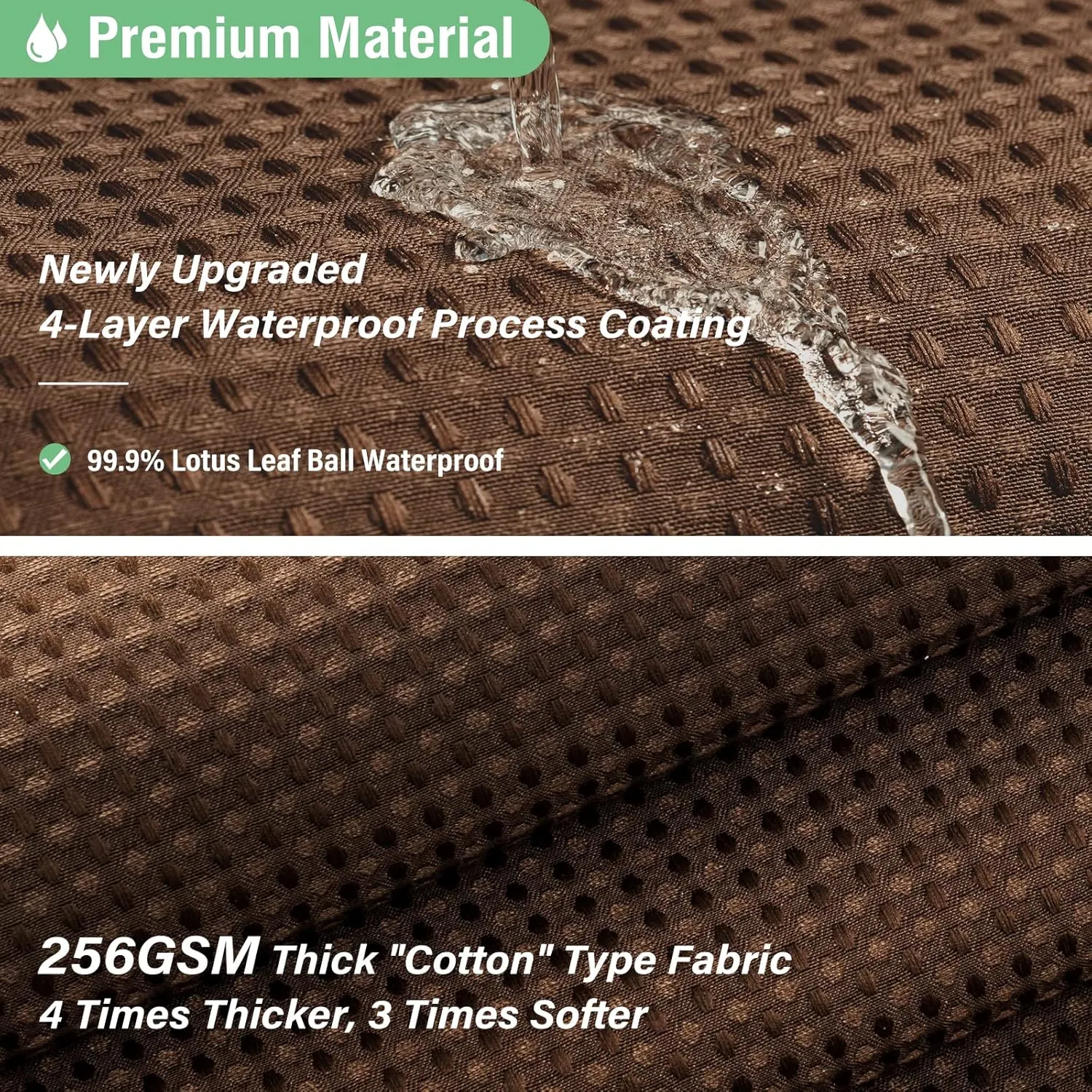 Dynamene Brown Fabric Shower Curtain - Waffle Weave Textured Heavy Duty Cloth, 256GSM Hotel Luxury Weighted Bath Curtain Set with 12 Plastic Hooks, for Bathroom, 72x72, Brown
